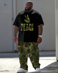 Big & Tall Graphic Camouflage T-Shirt Pants Set for big men view 1