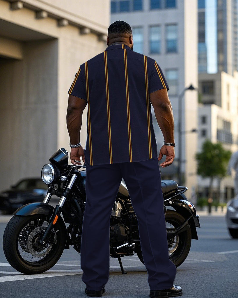 Big & Tall Purple Striped T-Shirt Pants Set for big men view 4
