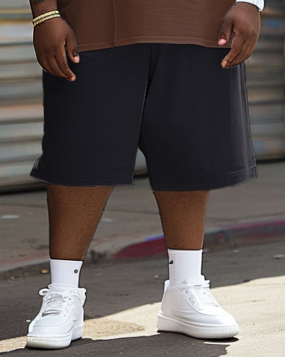 Big & Tall Colorblock Patchwork T-Shirt Shorts Set for big men view 3