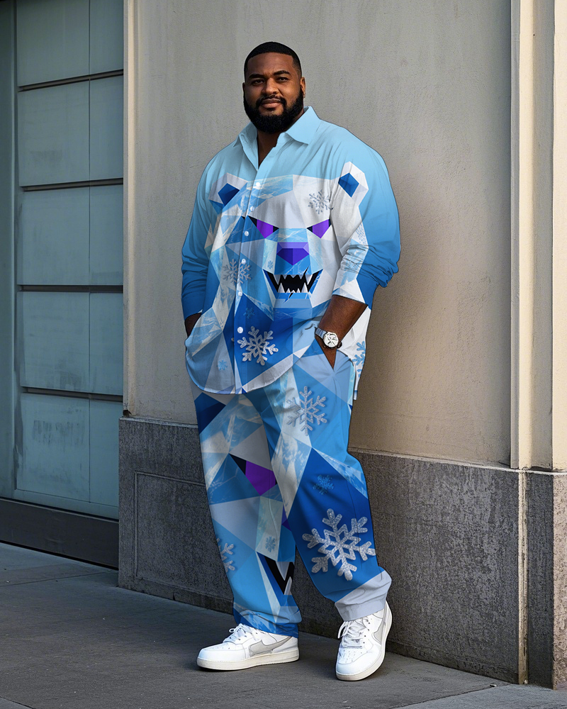 Big & Tall Gradient Streetwear Shirt Pants Set for big men view 1