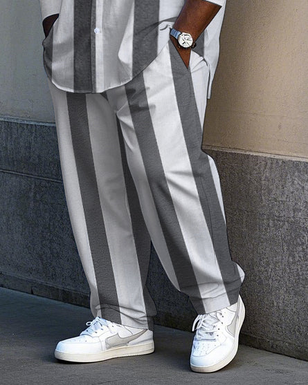 Big & Tall Striped Graphic T-Shirt Pants Set for big men view 3