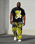 Big & Tall Graphic Graffiti T-Shirt Pants Set for big men view 1