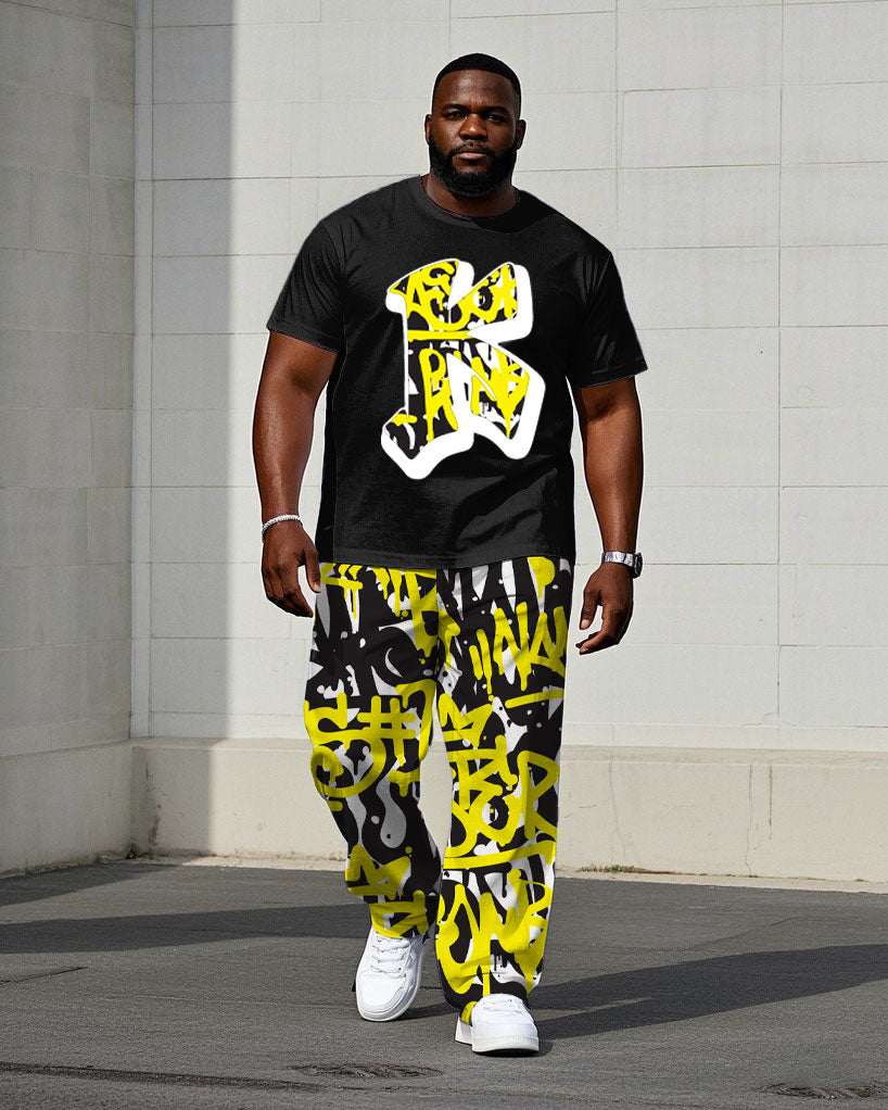 Big & Tall Graphic Graffiti T-Shirt Pants Set for big men view 1