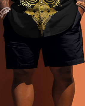 Big & Tall Business Casual Vintage T-Shirt Shorts Set for big men view 3