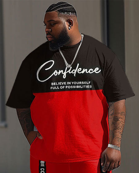 Big & Tall Colorblock Graphic T-Shirt Pants Set for big men view 2