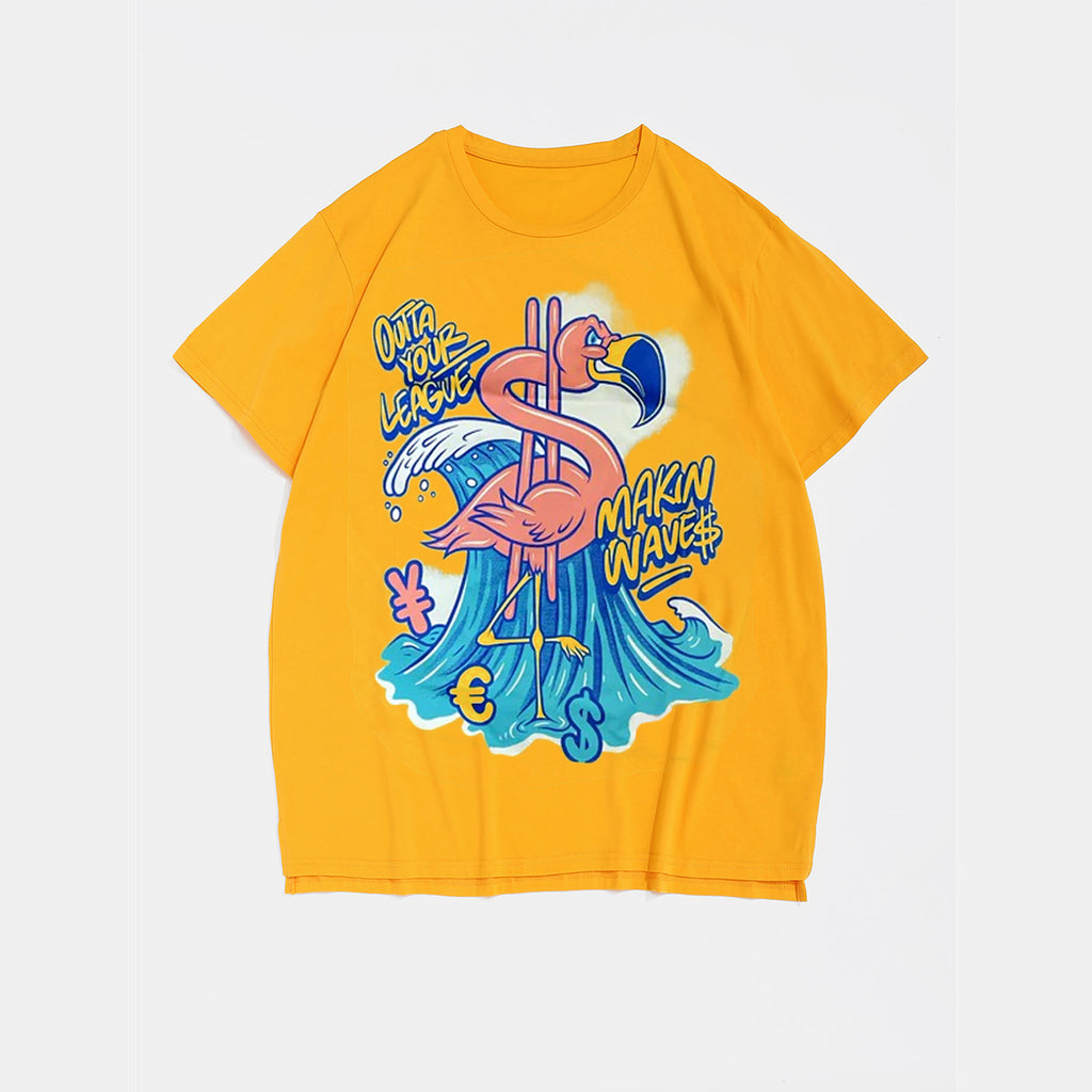 Big & Tall Yellow Graphic Streetwear T-Shirt for big men view 2