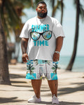 Big & Tall Hawaiian Graphic T-Shirt Shorts Set for big men view 2