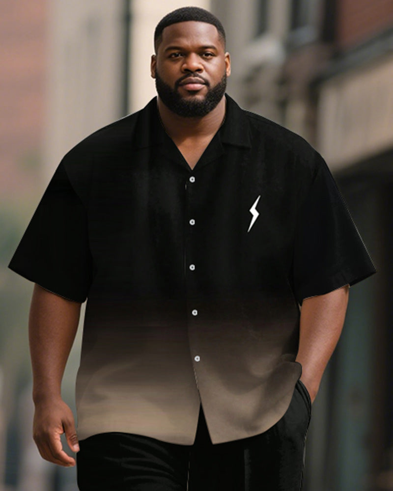 Big & Tall Black Brown Gradient T-Shirt Pants Set for big men view 2