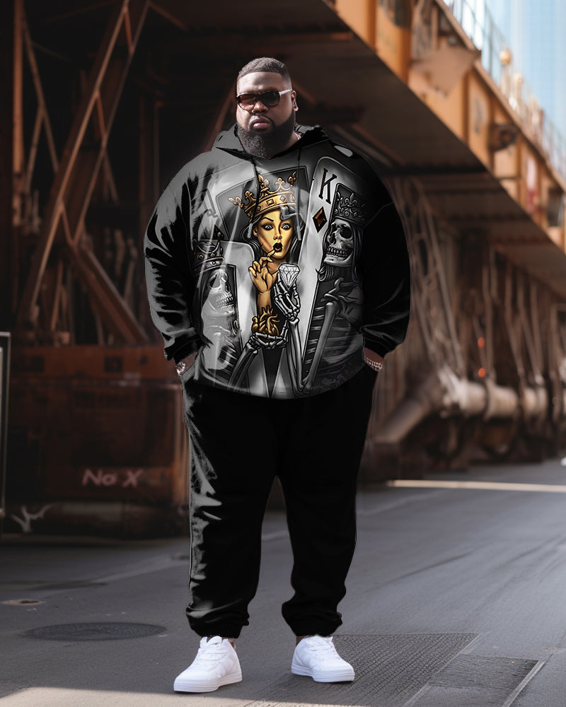 Big & Tall Skull Hoodie Sweatpants Set for big men view 1