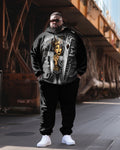 Big & Tall Skull Hoodie Sweatpants Set for big men view 1