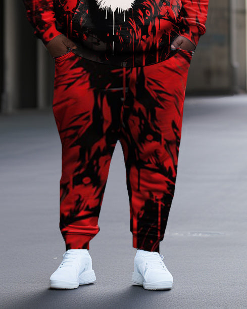 Big & Tall Graffiti Vintage Hoodie Sweatpants Set for big men view 3