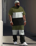 Big & Tall Colorblock Streetwear Two-piece Set for big men view 1