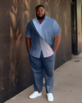 Big & Tall Blue Gradient Shirt Pants Set for big men view 1