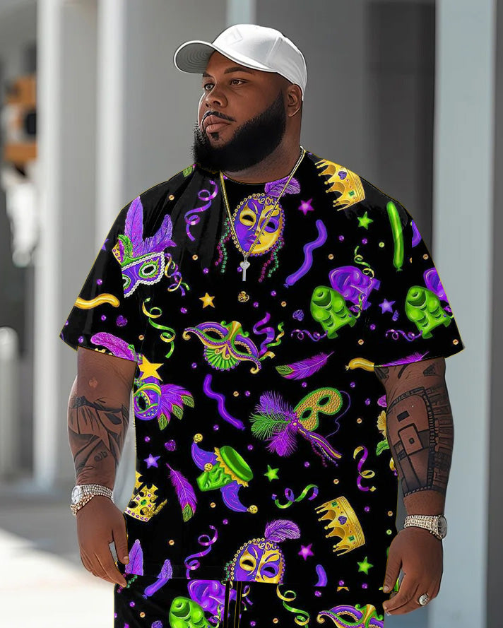 Big & Tall Graphic T-Shirt Shorts Set for big men view 3
