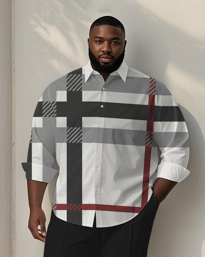 Big & Tall Gray Graphic Long Sleeve Shirt for big men view 1