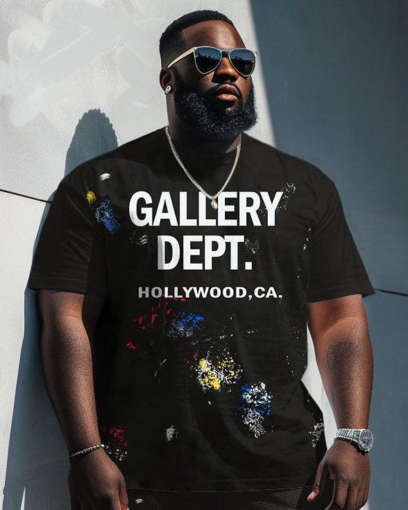 Big & Tall Graphic T-Shirt Shorts Set for big men view 2