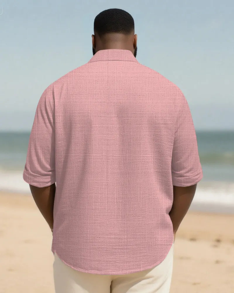 Big & Tall Patchwork Long Sleeve Shirt for big men view 15