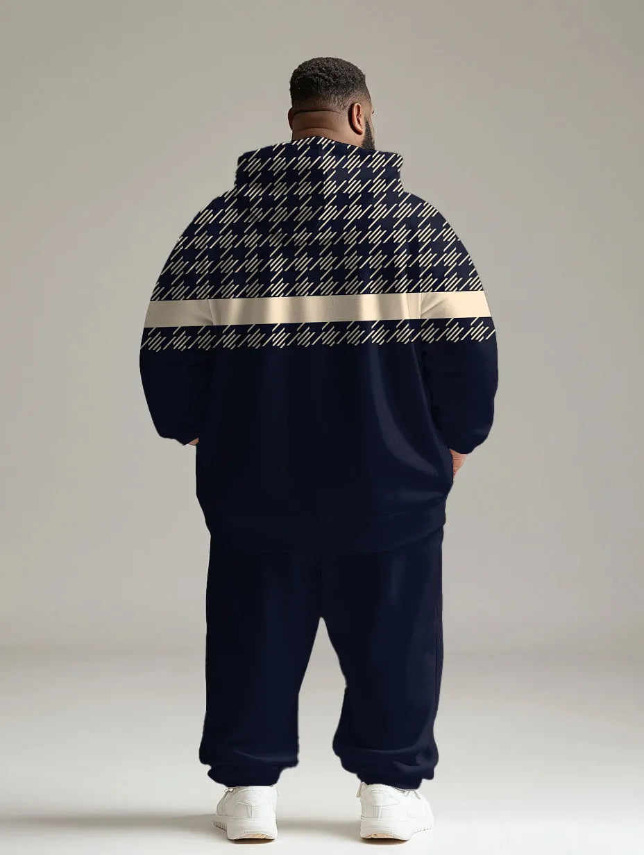 Big & Tall Purple Geometric Hoodie Sweatpants Set for big men view 4