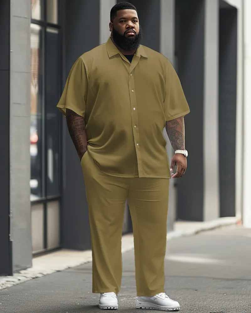 Big & Tall Solid Color T-Shirt Pants Set for big men view 4