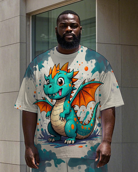 Big & Tall Splash Ink Streetwear T-Shirt Pants Set for big men view 2