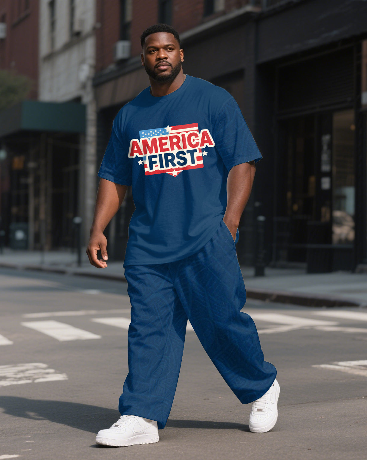 Big & Tall Streetwear T-Shirt Pants Set for big men view 1