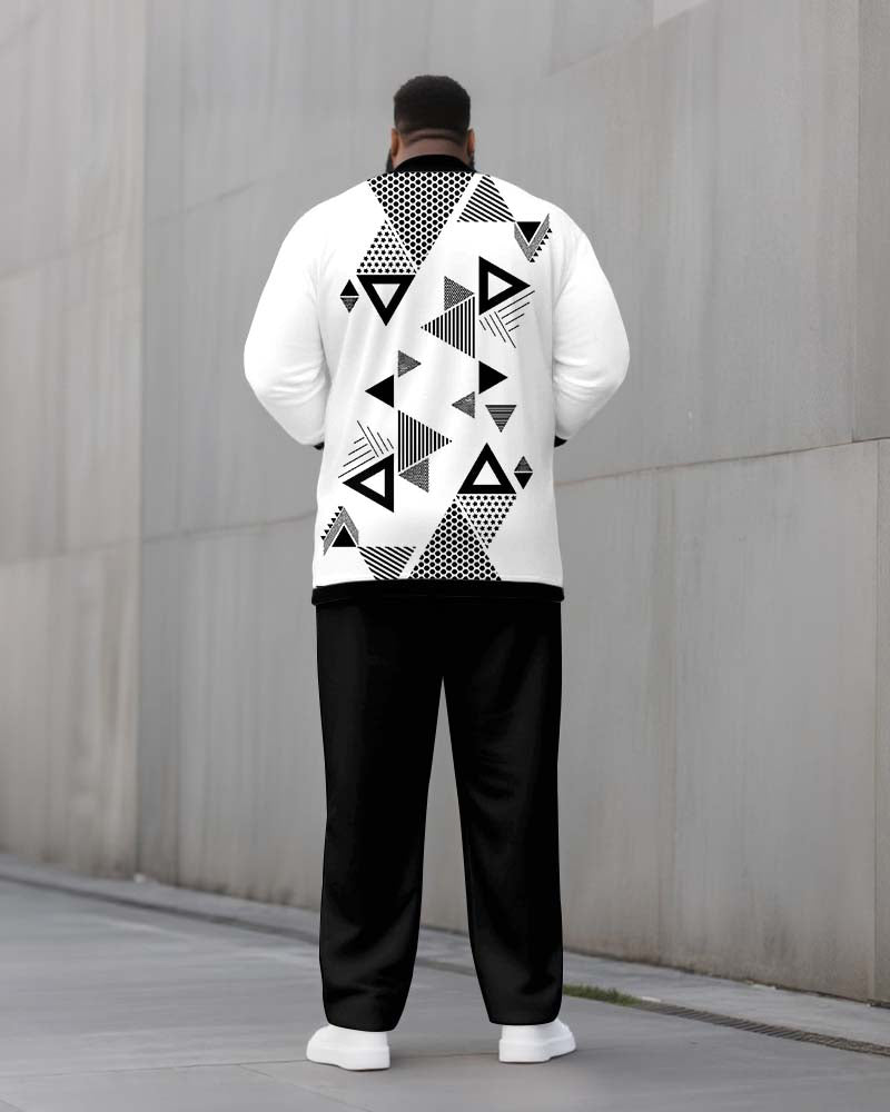 Big & Tall Black White Geometric Two-piece Set for big men view 4