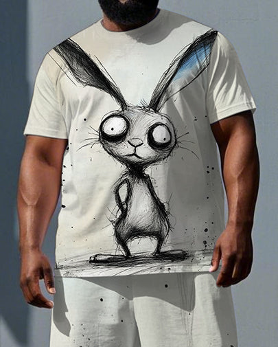 Big & Tall Graphic T-Shirt Shorts Set for big men view 2
