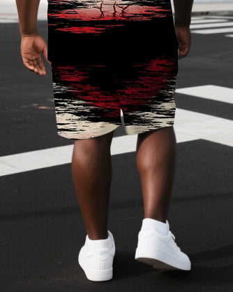 Big & Tall Red Graphic Two-piece Set for big men view 3