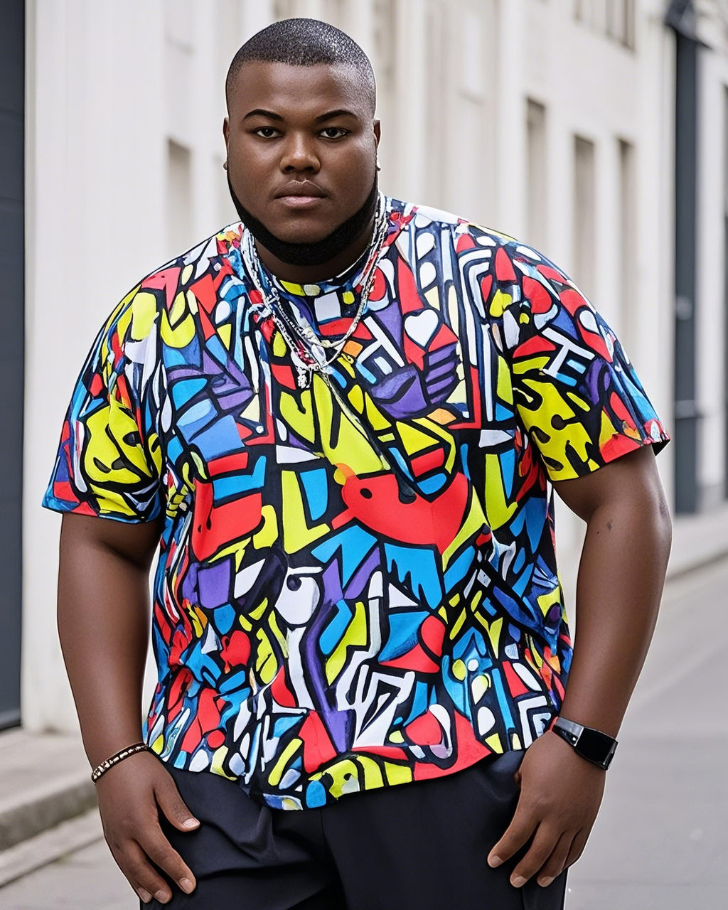 Big & Tall Colorblock Geometric T-Shirt for big men view 2