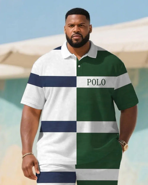 Big & Tall White Green Colorblock Jeans for big men view 2