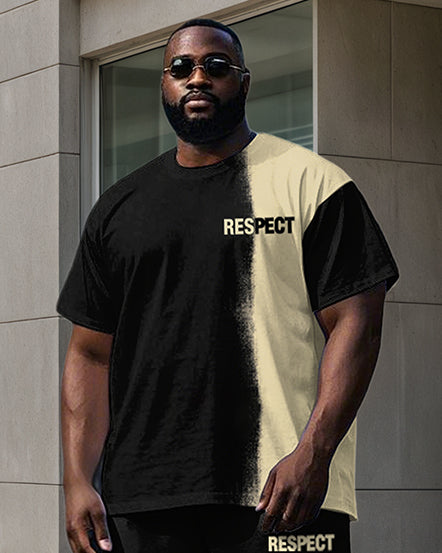 Big & Tall Colorblock Graphic T-Shirt Pants Set for big men view 2