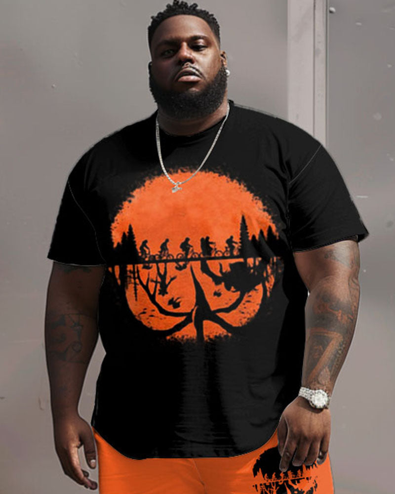 Big & Tall Geometric Graphic T-Shirt Shorts Set for big men view 2