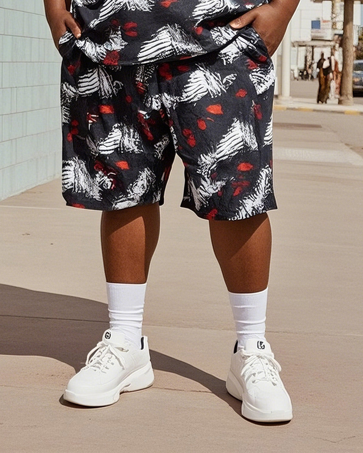 Big & Tall Vintage T-Shirt Shorts Set for big men view 3