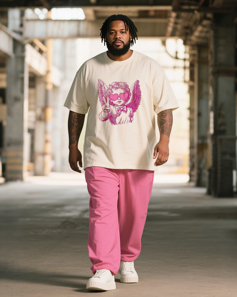 Big & Tall Pink Graffiti T-Shirt Pants Set for big men view 1