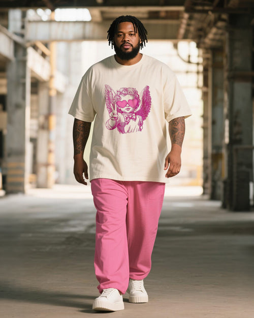 Big & Tall Pink Graffiti T-Shirt Pants Set for big men view 1