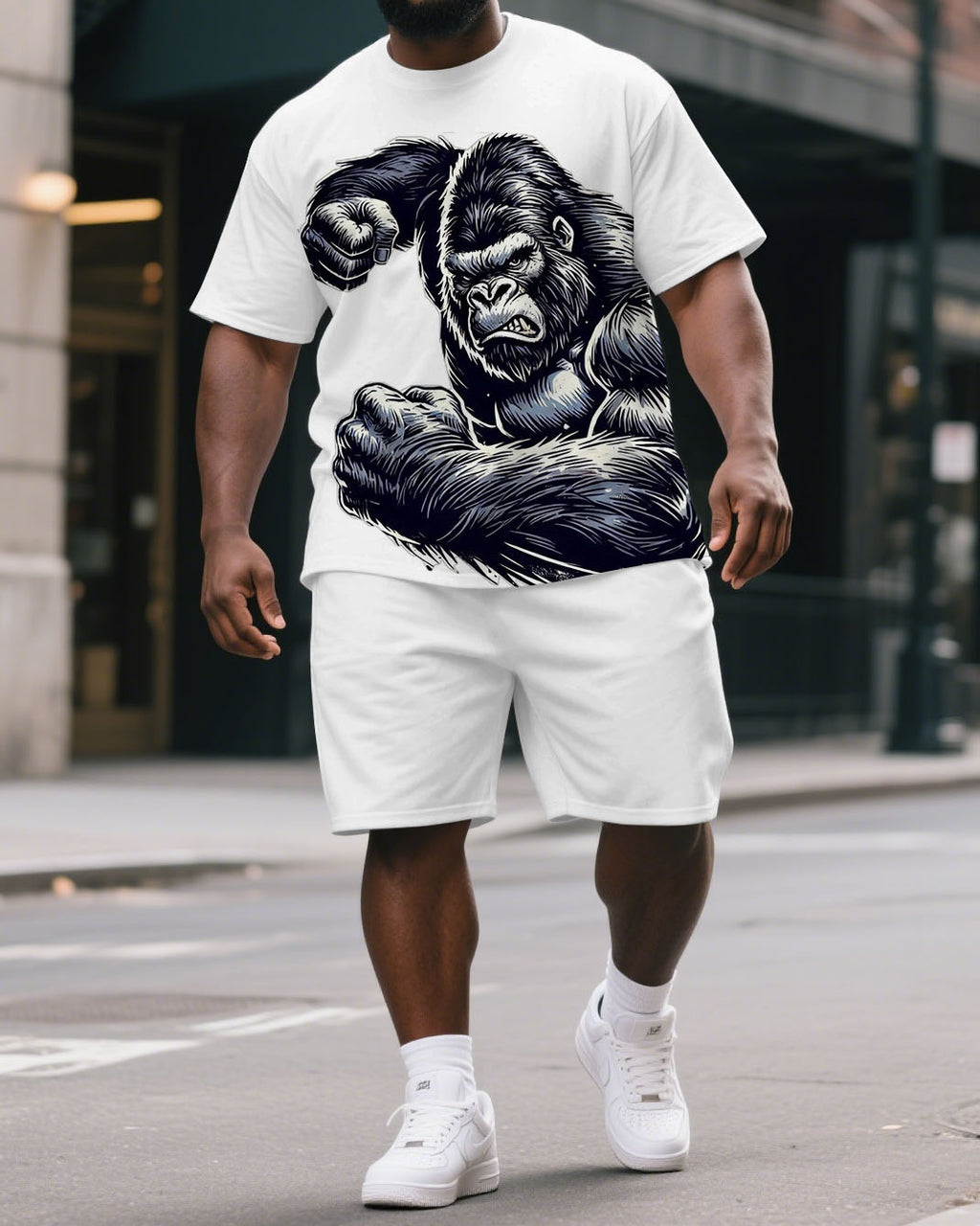 Big & Tall Graphic T-Shirt Shorts Set for big men view 1