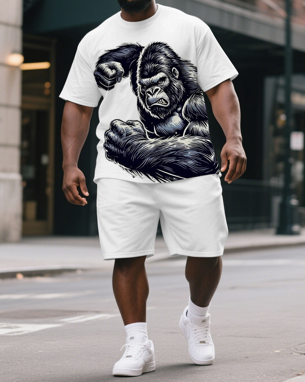 Big & Tall Graphic T-Shirt Shorts Set for big men view 1