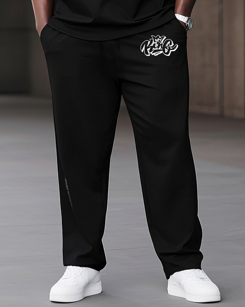 Big & Tall Black Graphic Two-piece Set for big men view 3
