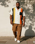 Big & Tall Black Orange Colorblock T-Shirt Pants Set for big men view 1