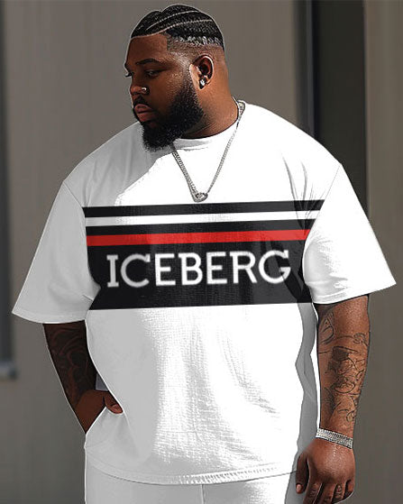 Big & Tall Colorblock Graphic T-Shirt Shorts Set for big men view 2