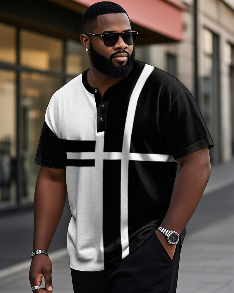 Big & Tall Black White Colorblock T-Shirt for big men view 1
