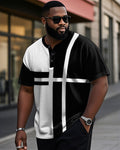 Big & Tall Black White Colorblock T-Shirt for big men view 1