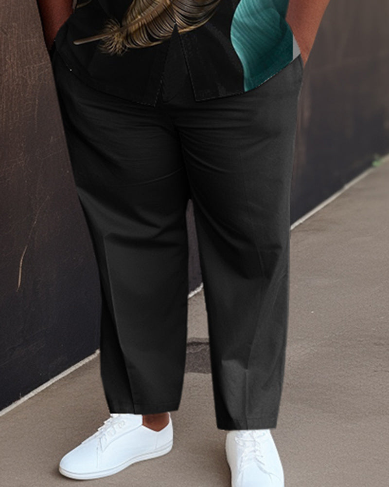 Big & Tall Black Gradient T-Shirt Pants Set for big men view 3