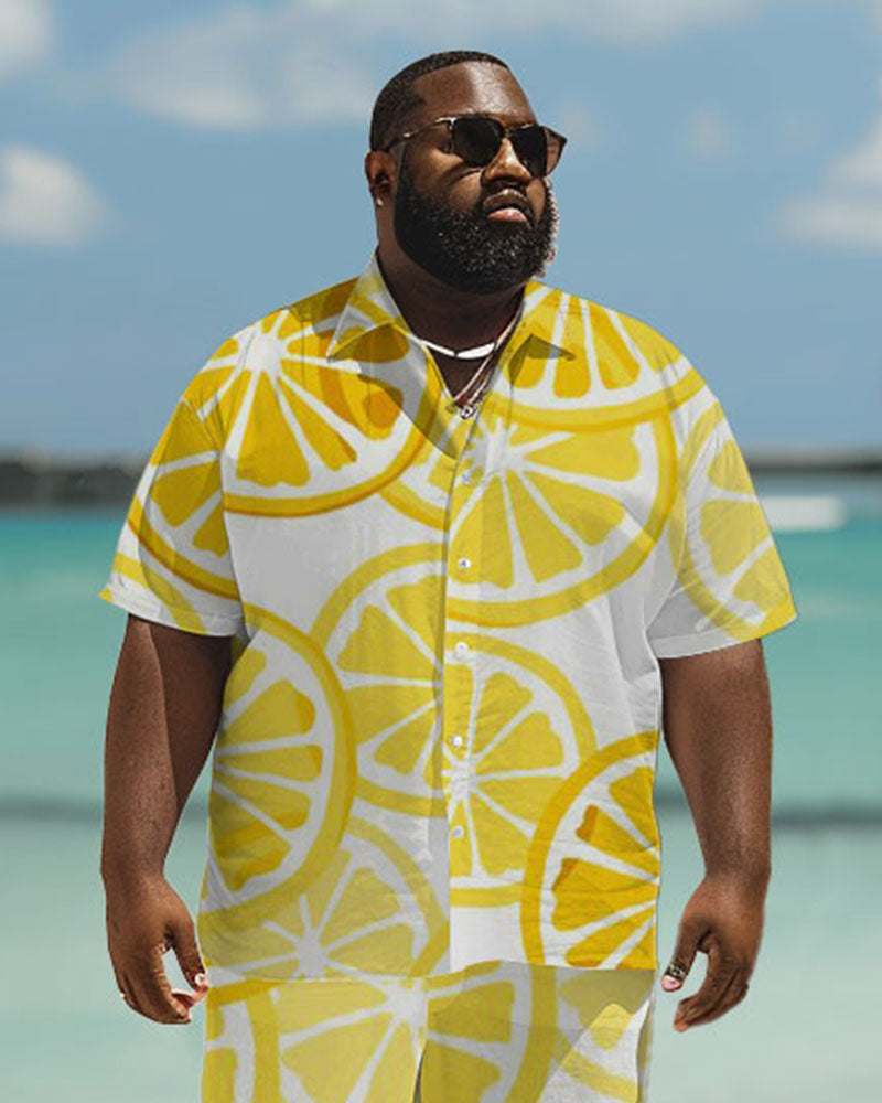 Big & Tall Hawaiian Graphic T-Shirt Pants Set for big men view 2
