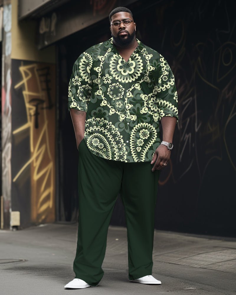 Big & Tall Floral Patchwork Two-piece Set for big men view 1
