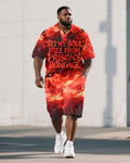 Big & Tall Graphic Polo Shorts Set for big men view 1