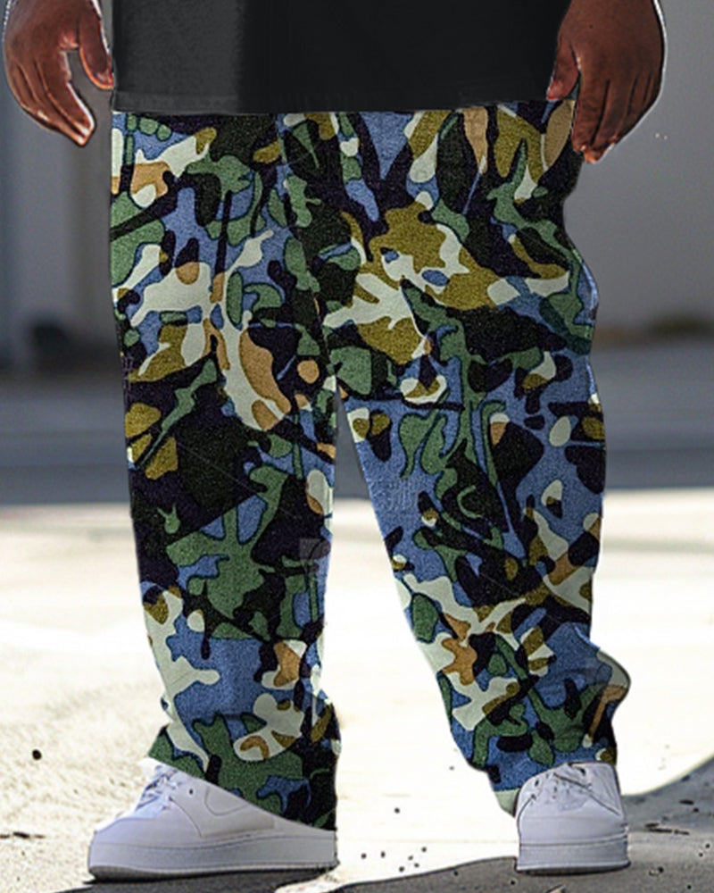 Big & Tall Graphic Camouflage T-Shirt Pants Set for big men view 3