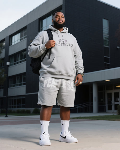 Big & Tall Denim Colorblock Geometric Hoodie for big men view 1