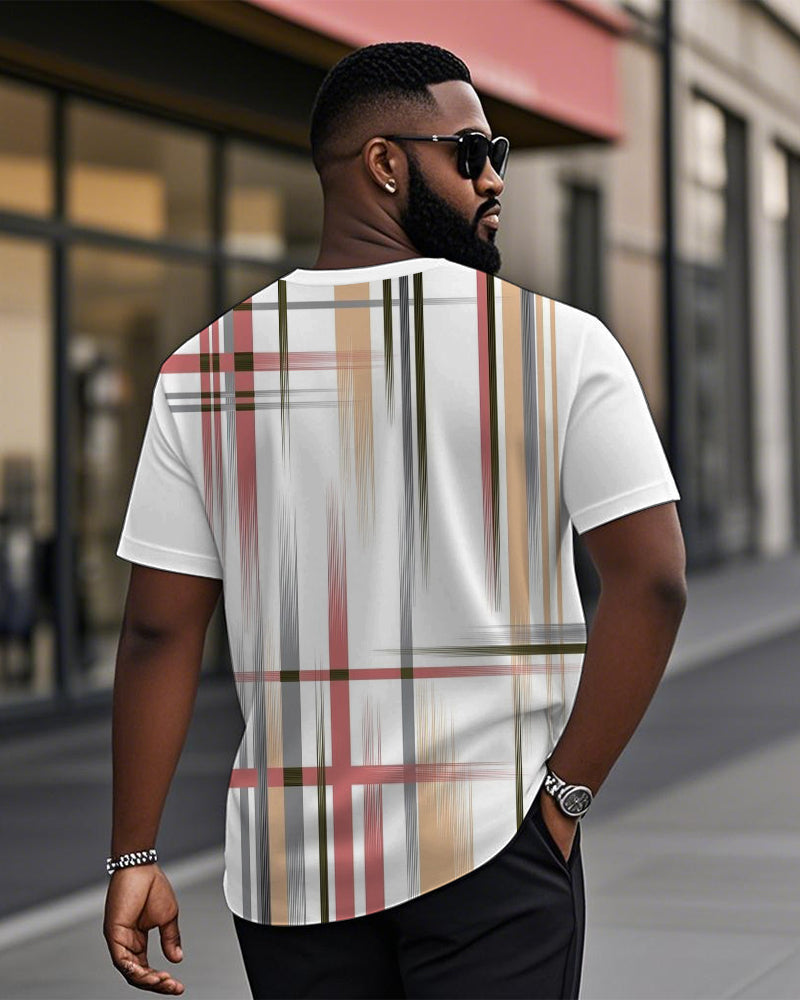 Big & Tall White Plaid Graphic T-Shirt for big men view 2