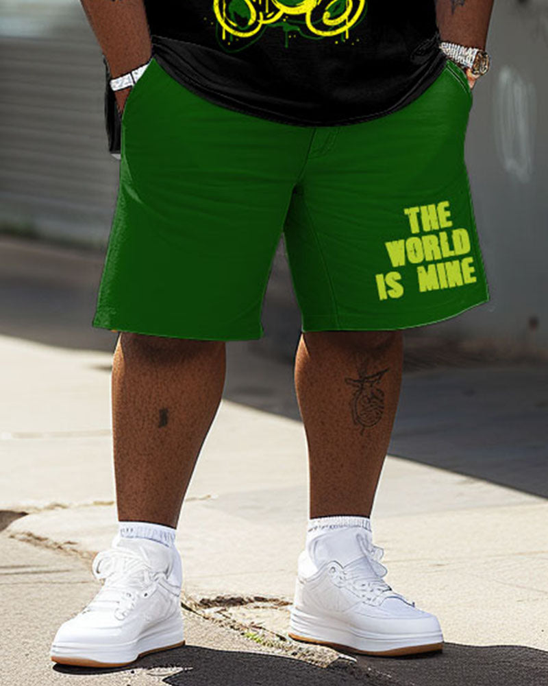 Big & Tall Graphic Graffiti T-Shirt Shorts Set for big men view 4